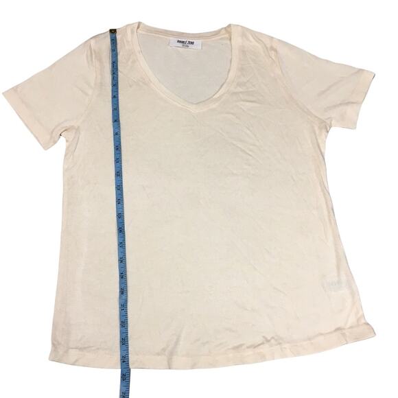 Double Zero T-Shirt Ivory Short Sleeve Round Neck Stretch Knit Women's Small Top - Picture 4 of 6